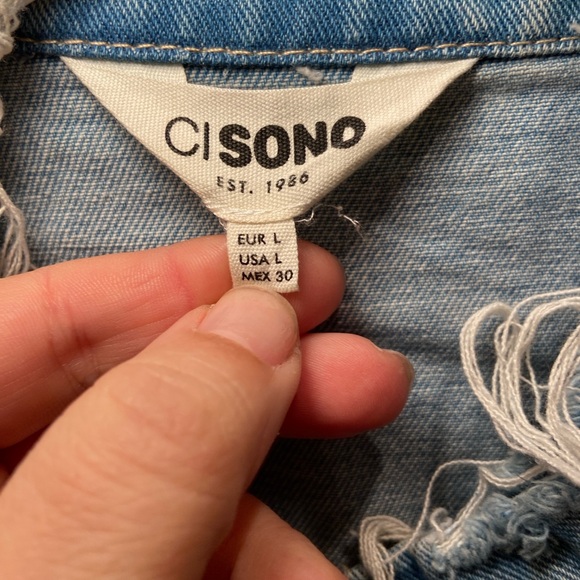 Ci Sono Light Blue Distressed Jean Jacket - Picture 2 of 5